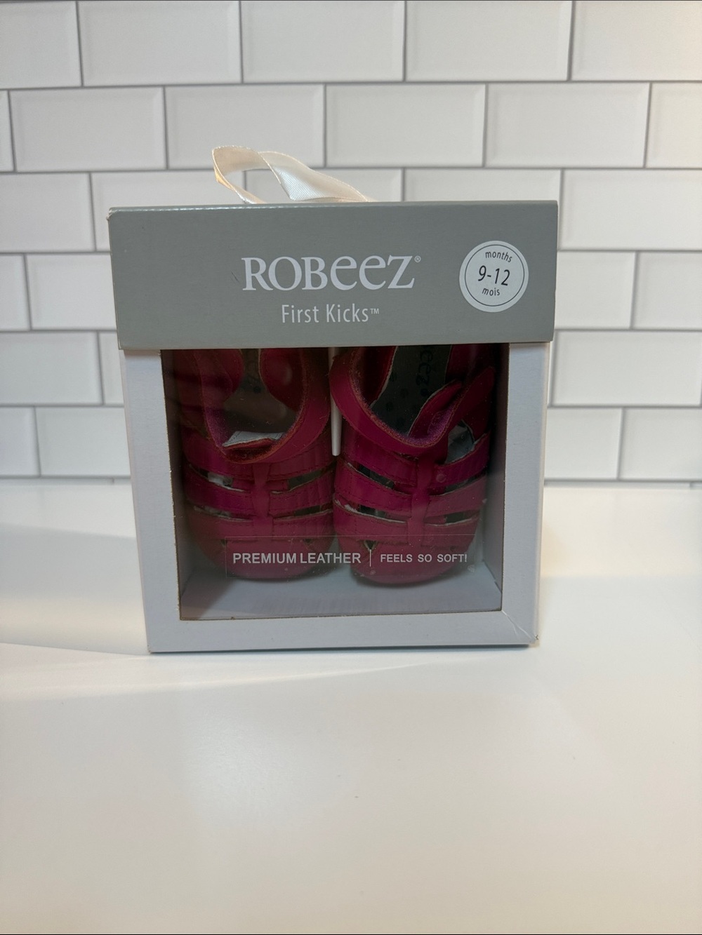 Robeez Pink Leather Baby T-Strap Sandals